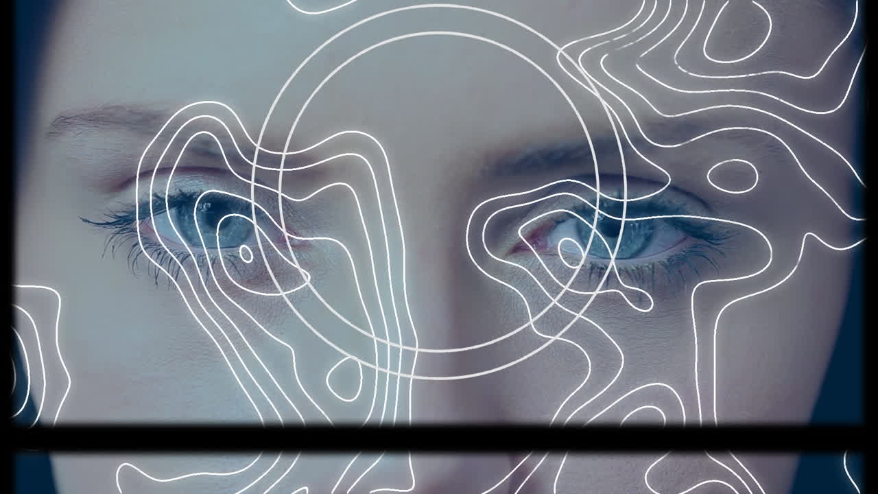 анимация белых линий над глазом кавказской женщины