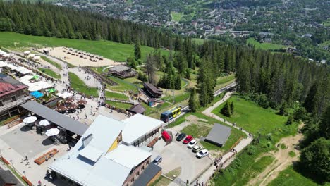 flight over gubalowka funicular railway above zakopane town in tatras, poland