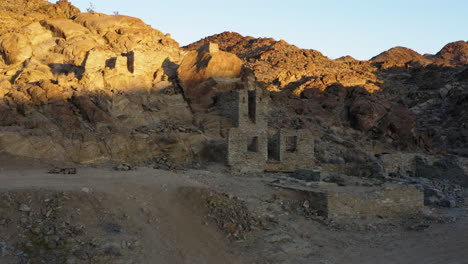 cinematic view red cloud mine ruins, arizona, usa, dolly