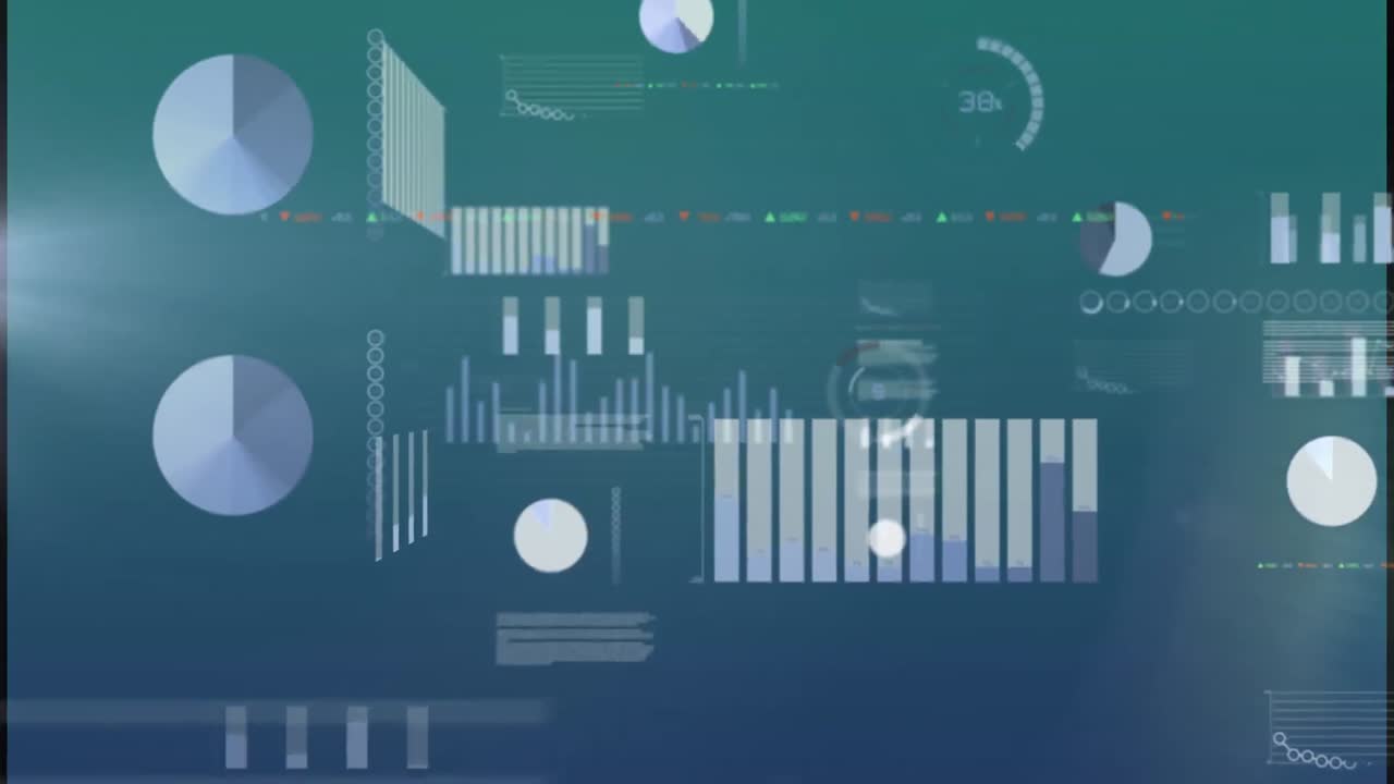 Animations of data processing over dark background