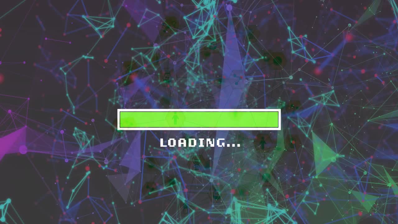 점들을 연결하는 선 분자를 통해 데이터 로딩의 애니메이션