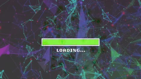 animación de la carga de datos sobre moléculas de línea que conectan los puntos