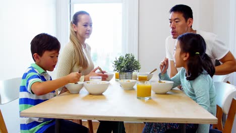 happy family having breakfast