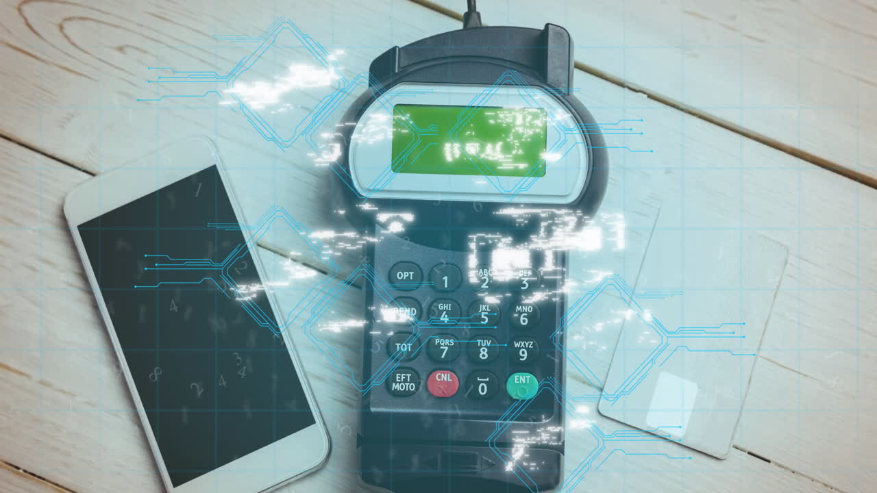 스마트폰과 결제 단말기를 통한 와이파이 아이콘의 애니메이션