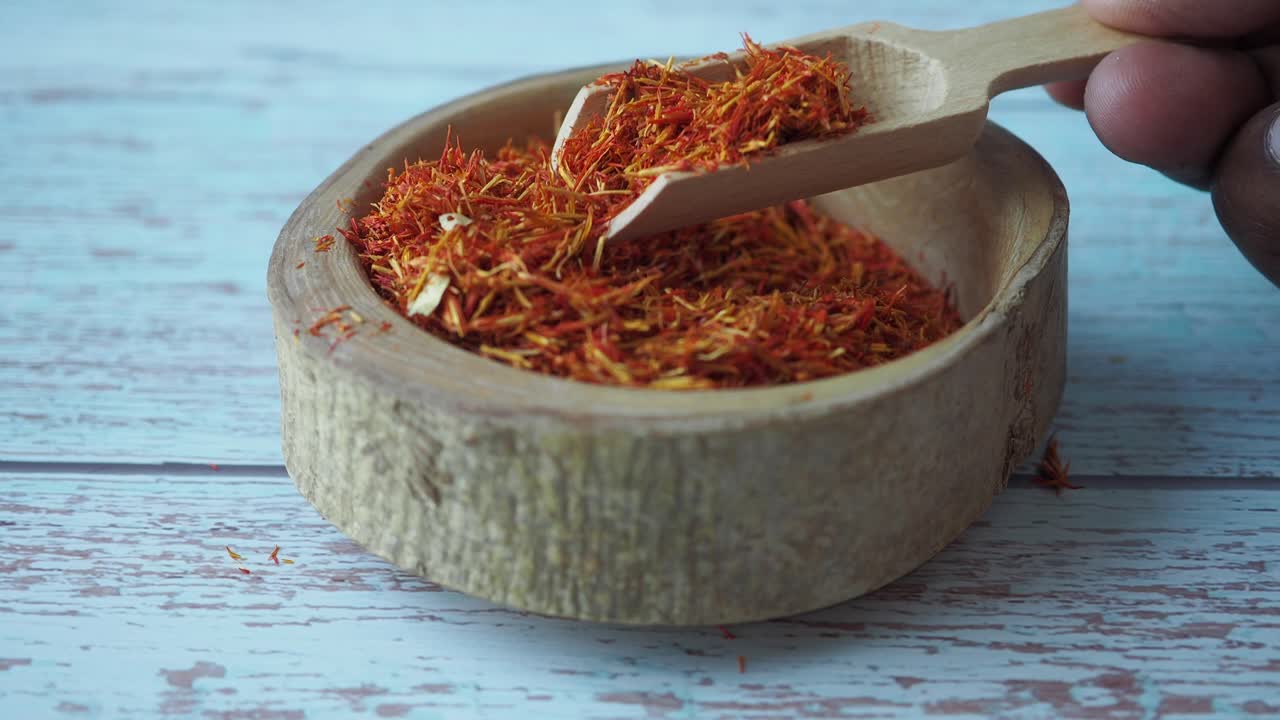 Saffron in a Wooden Bowl