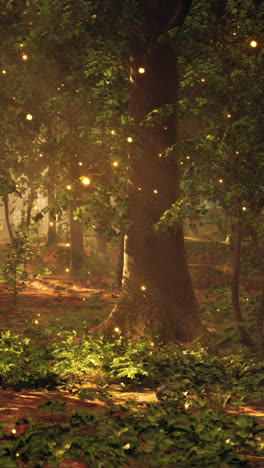 bosque encantado con luciérnagas