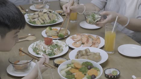 asian family having lunch.