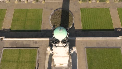 navy war memorial southsea directly overhead low flight showing perfect symmetry on bright sunny day