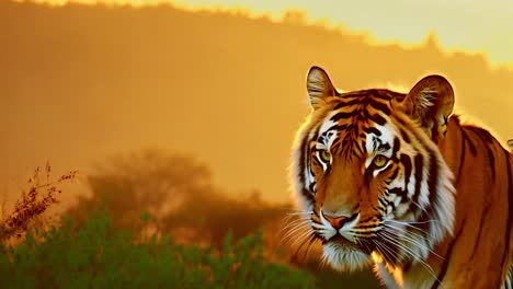 majestuoso tigre en la hora de oro