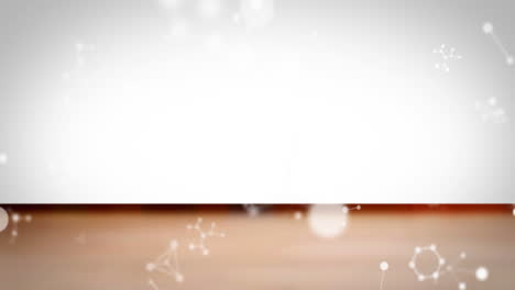 animation of white molecules floating on white background