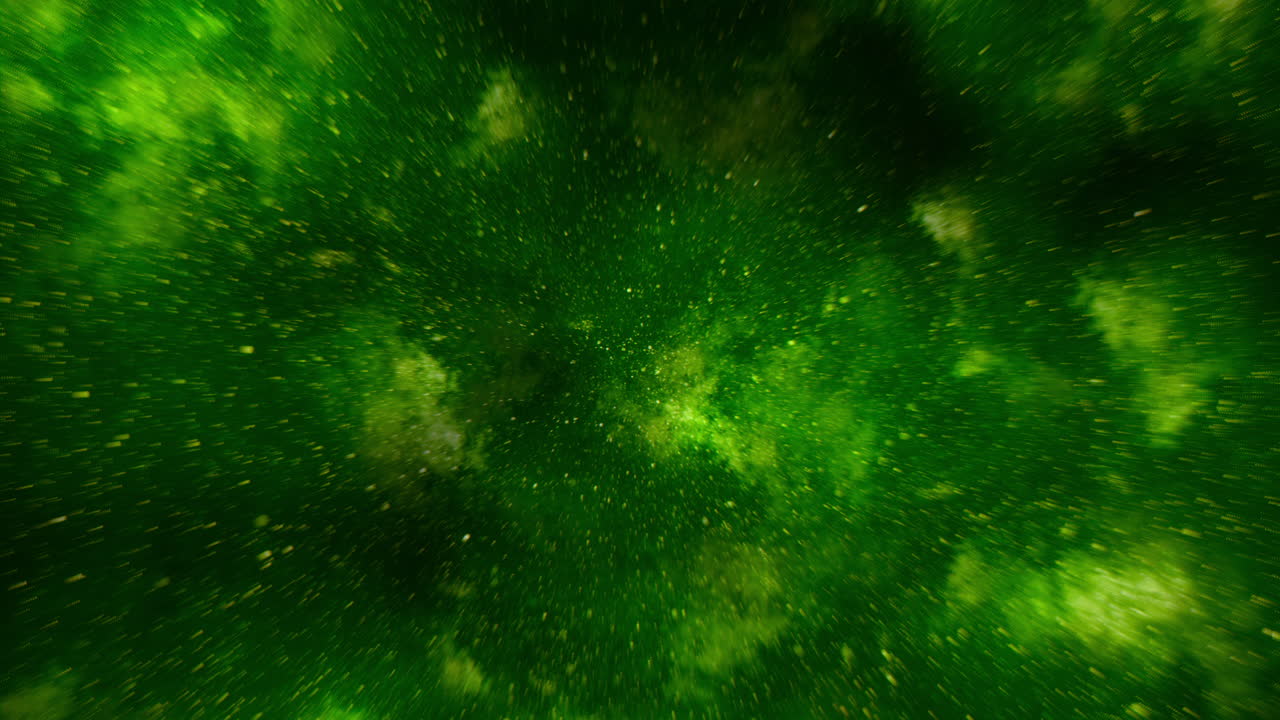 Dynamic green and yellow swirls a captivating close-up on a black background