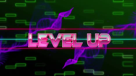 Animation-of-level-up-text-over-shapes