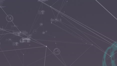 animación de la red de conexiones con puntos brillantes sobre un fondo gris