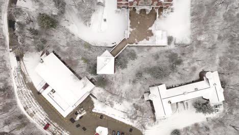 cinematic aerial view of historic holy hill