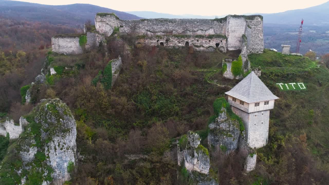 Drone flying over rural green mountain in Bosnia and Herzegovina