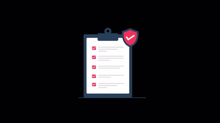 Animated Checklist on Clipboard with Security Shield