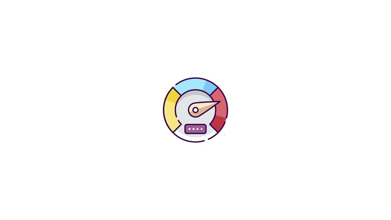 Animated Speedometer Icon Showing Performance and Data Measurement