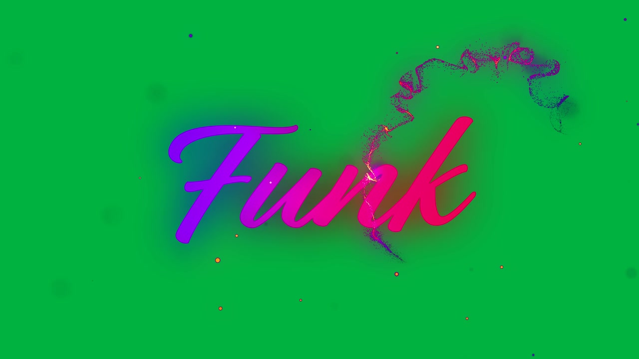 Animation of funk text in purple and red on white background