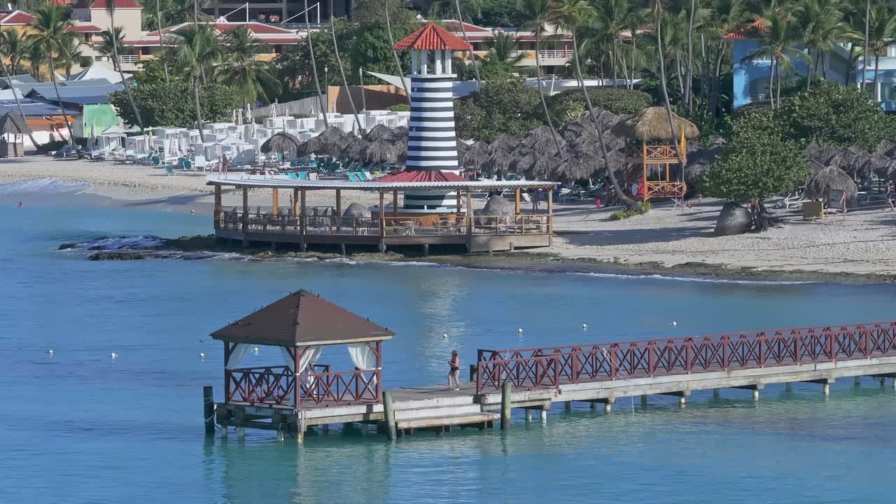 Tropical Beach Resort with Pier and Lighthouse