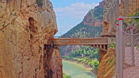 suspension bridge over the gorge of caminito del rey, south of spain