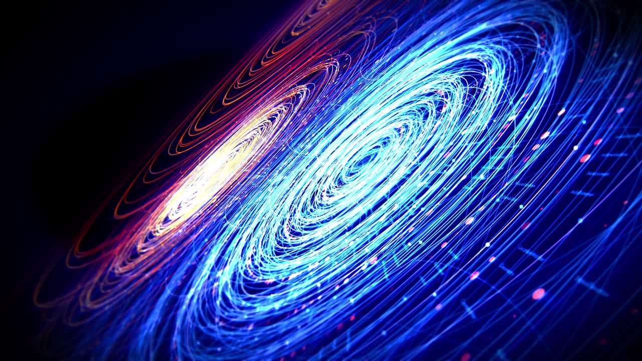 Shiny Colorful Abstract Shapes Slowly Moving And Rotating With Copy Space. Loop