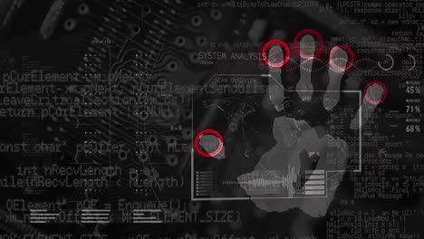 animation of data processing and biometric hand reading