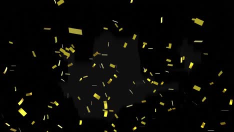 Animation-of-gold-confetti-floating-over-black-background