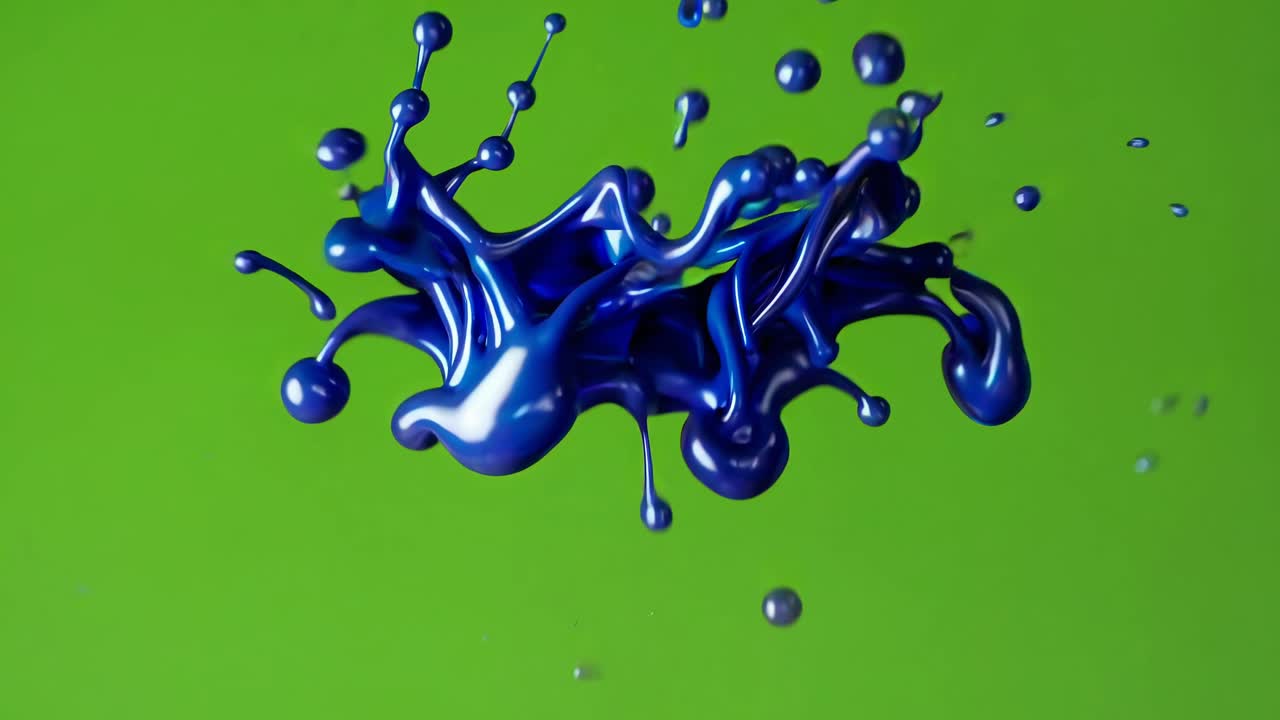 Blue Liquid Splash on Green Background