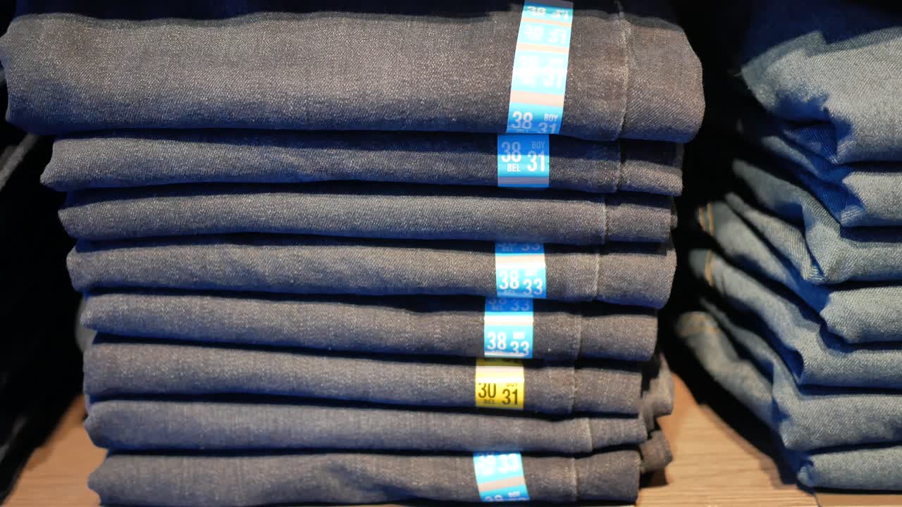 Stacked Jeans on Shelf