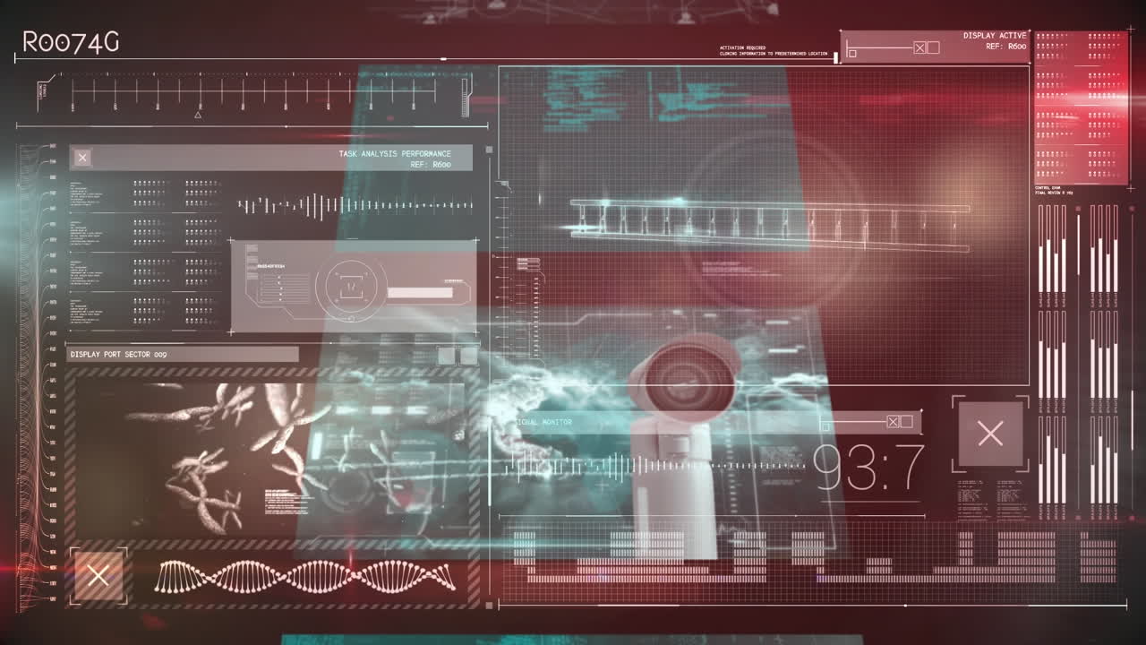 animación del procesamiento de datos digitales en pantallas