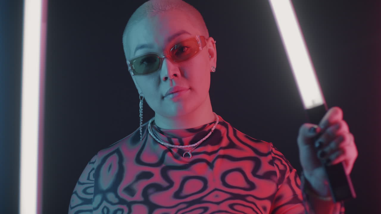 Bold Fashion Portrait with Neon Lights