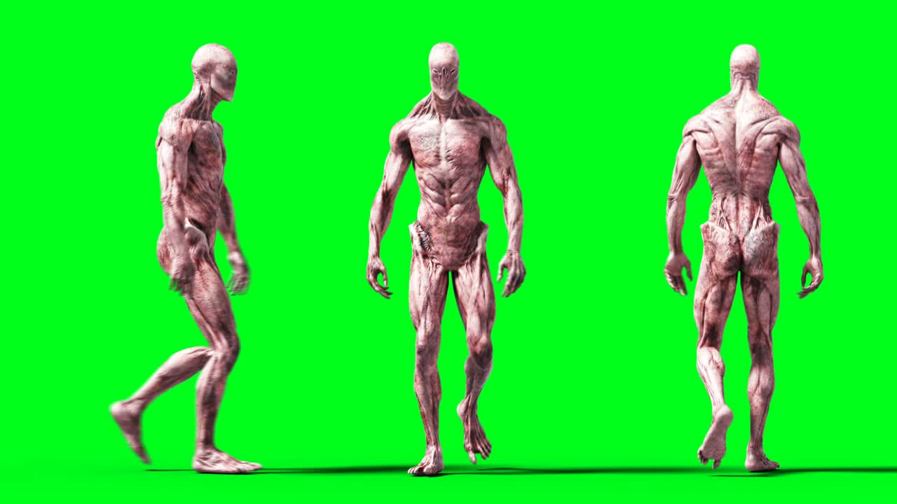 무서운 괴물 애니메이션, 물리적, 모션, 흐릿한, 현실적인 4k 애니메이션, 그린 스크린