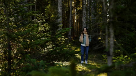 woman hiking in a forest