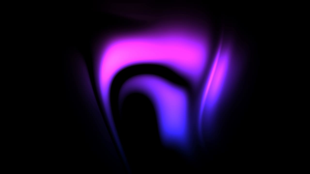 Blå-lilla glødende plasma som ildflamme, dynamisk skiftende overflade af neonbrændende gas som en lysende klar strøm, animeret glidende bevægelseseffekt over sort baggrund.