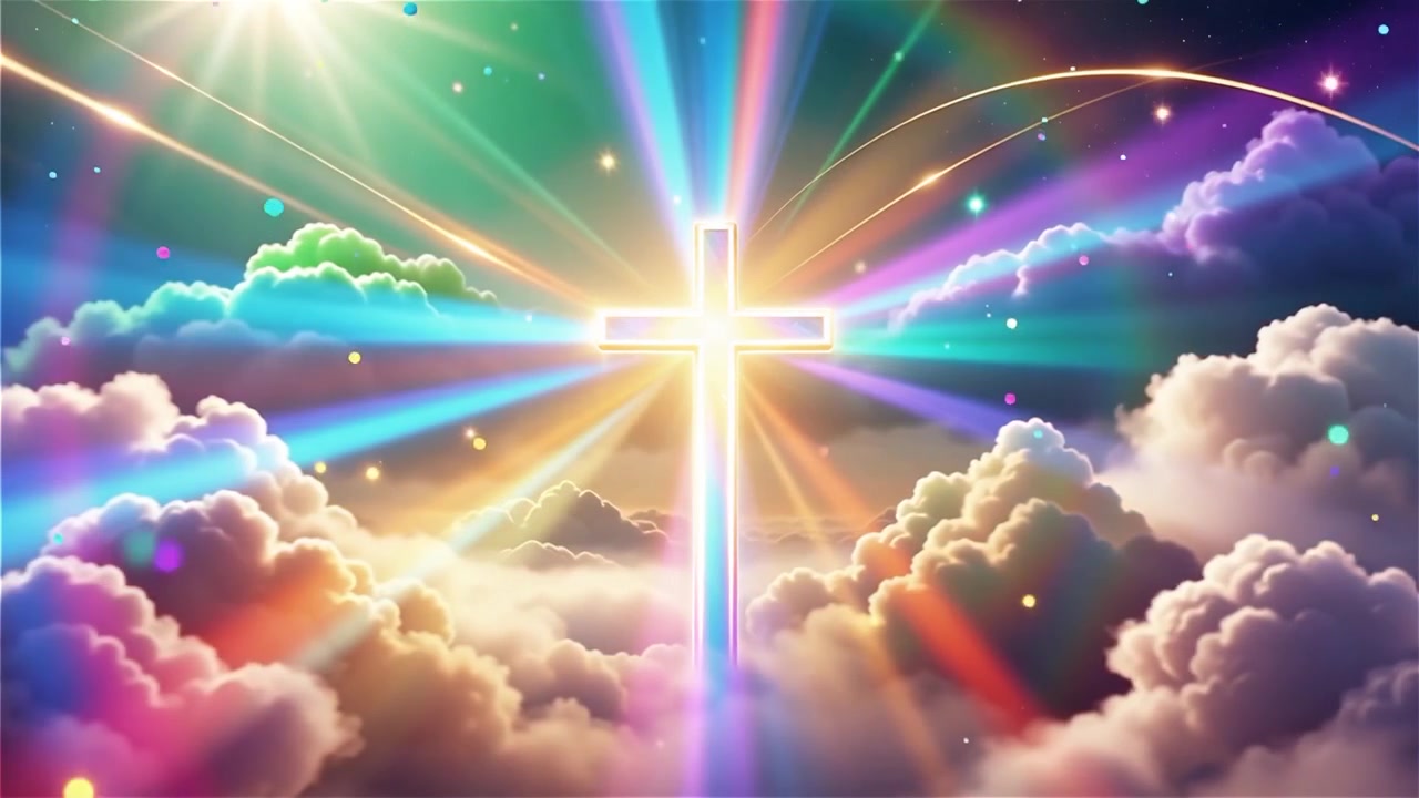 Christian Cross Heavenly Light Worship Background