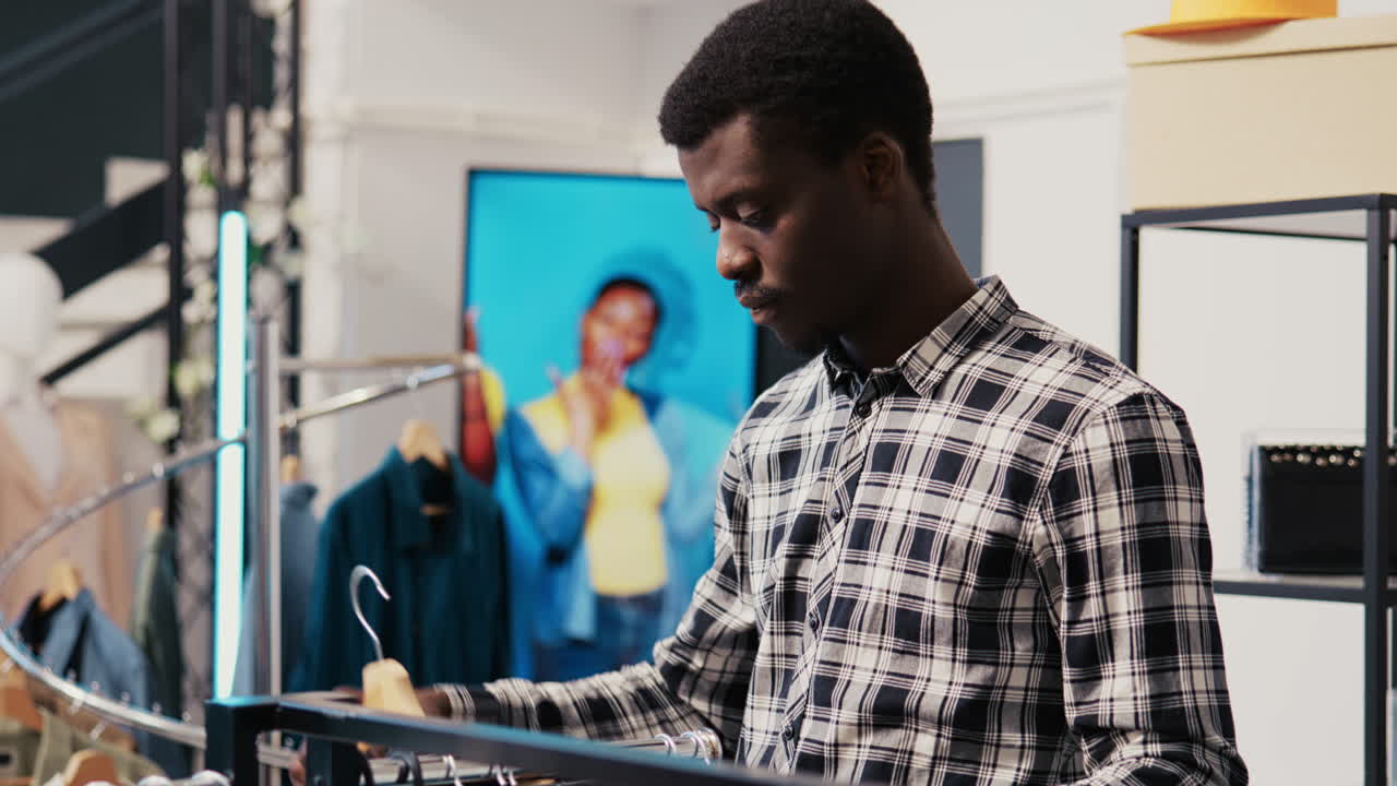 hombre mirando la nueva colección de moda