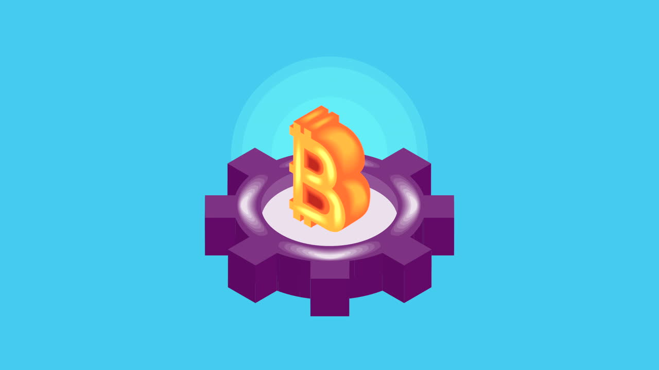 bitcoin symbol in gear ecommerce animation