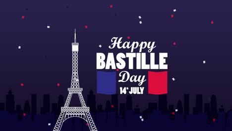 feliz celebración del día de la bastilla con la escena de la torre eiffel