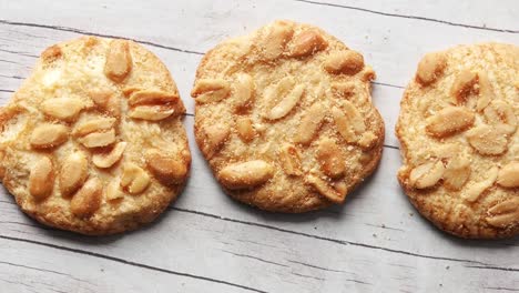 peanut butter cookies on white wooden background