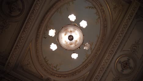 Slow-Rotating-Shot-Looking-Upwards-At-A-Highly-Detailed-And-Decorative-Ceiling