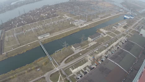 electric facilities on power plant area aerial view