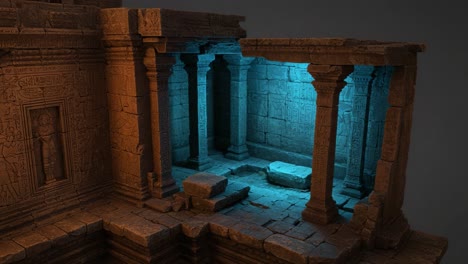 an ancient temple interior: a stunning visualization of intricate stone carvings and ethereal lighting showcasing the beauty of lost civilizations