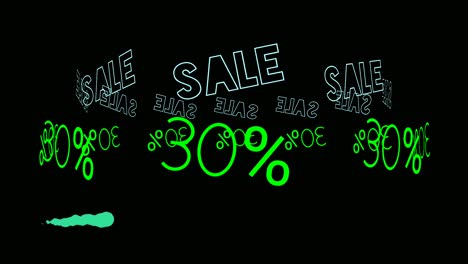 Flash-Sale-Leuchtreklame-Animation-Fluoreszierendes-Licht-Leuchtendes-Banner-Schwarzer-Hintergrund