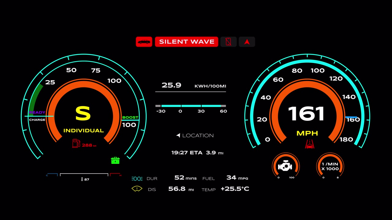 Modern Car Digital Dashboard Speedometer