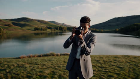 photographer taking pictures outdoors