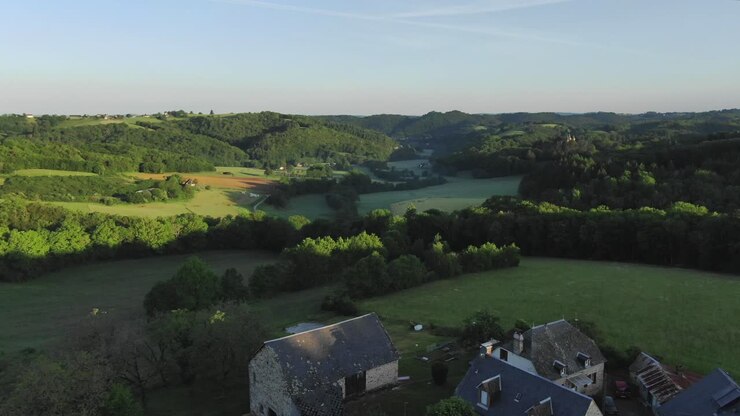 Picturesque and rural village houses in French countryside, Correze in Nouvelle Aquitaine