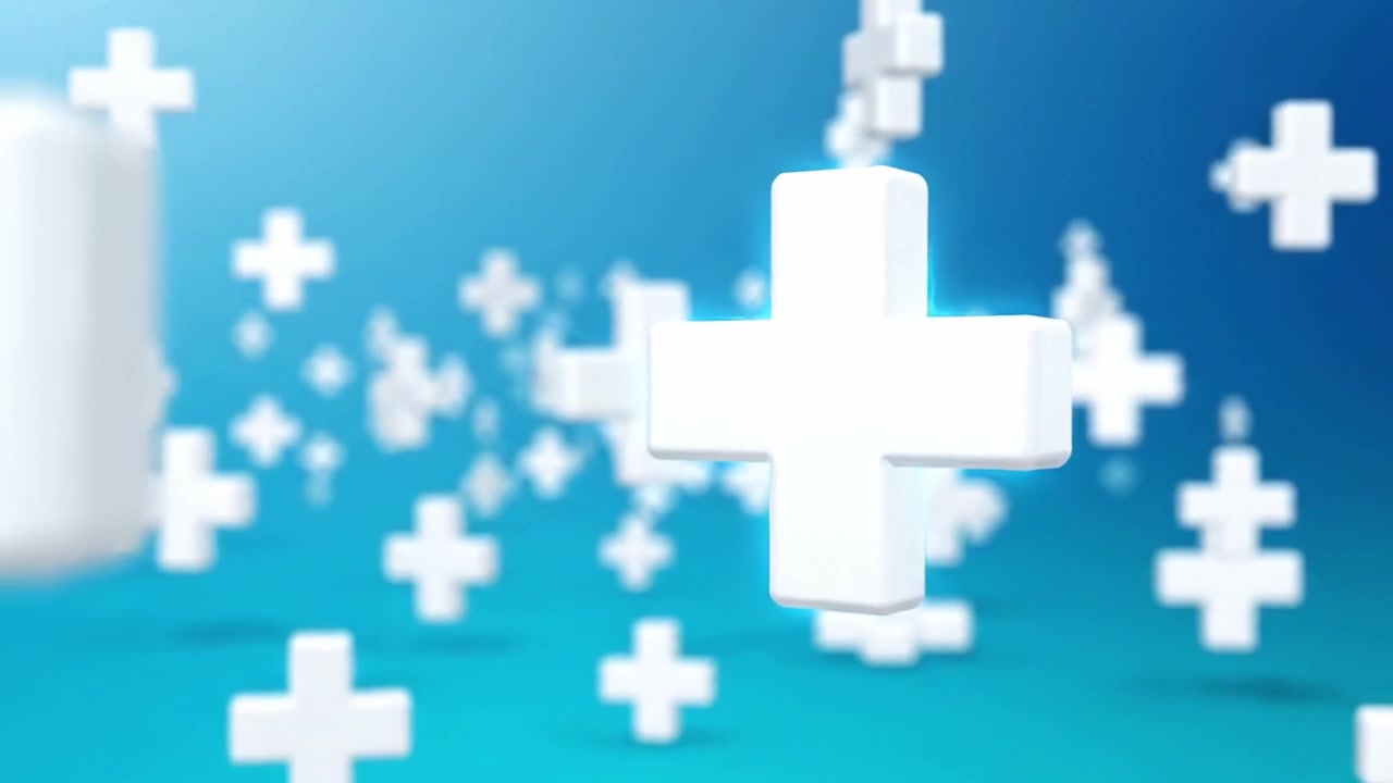 Abstract Background Featuring Floating Positive Symbols in a Gradient Blue and Turquoise Environment, Creating a Modern and Energetic Atmosphere for Visual Projects.