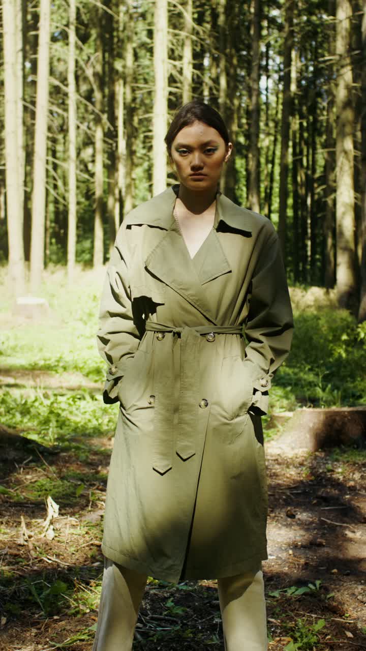 Fashionable Woman in Forest
