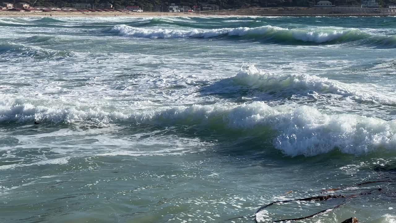 파도가 조류와 함께 들어오고