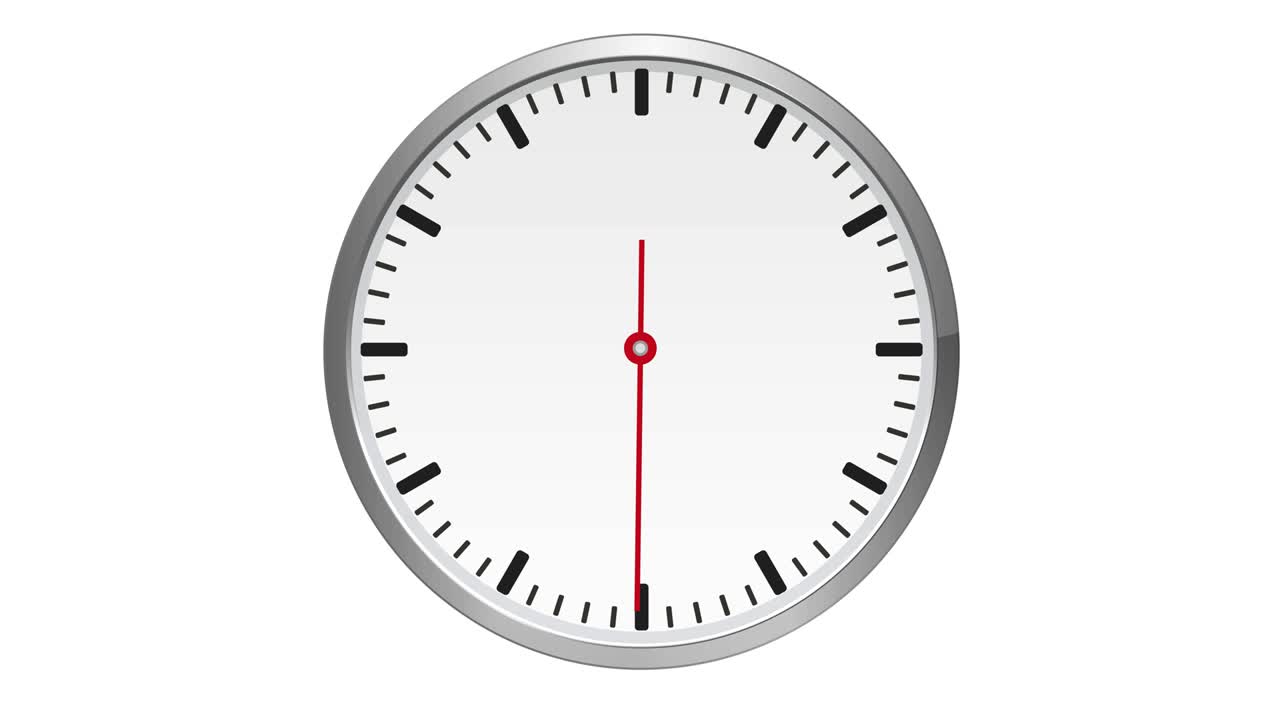 reloj. la mano de segundo se mueve exactamente un minuto, sin número